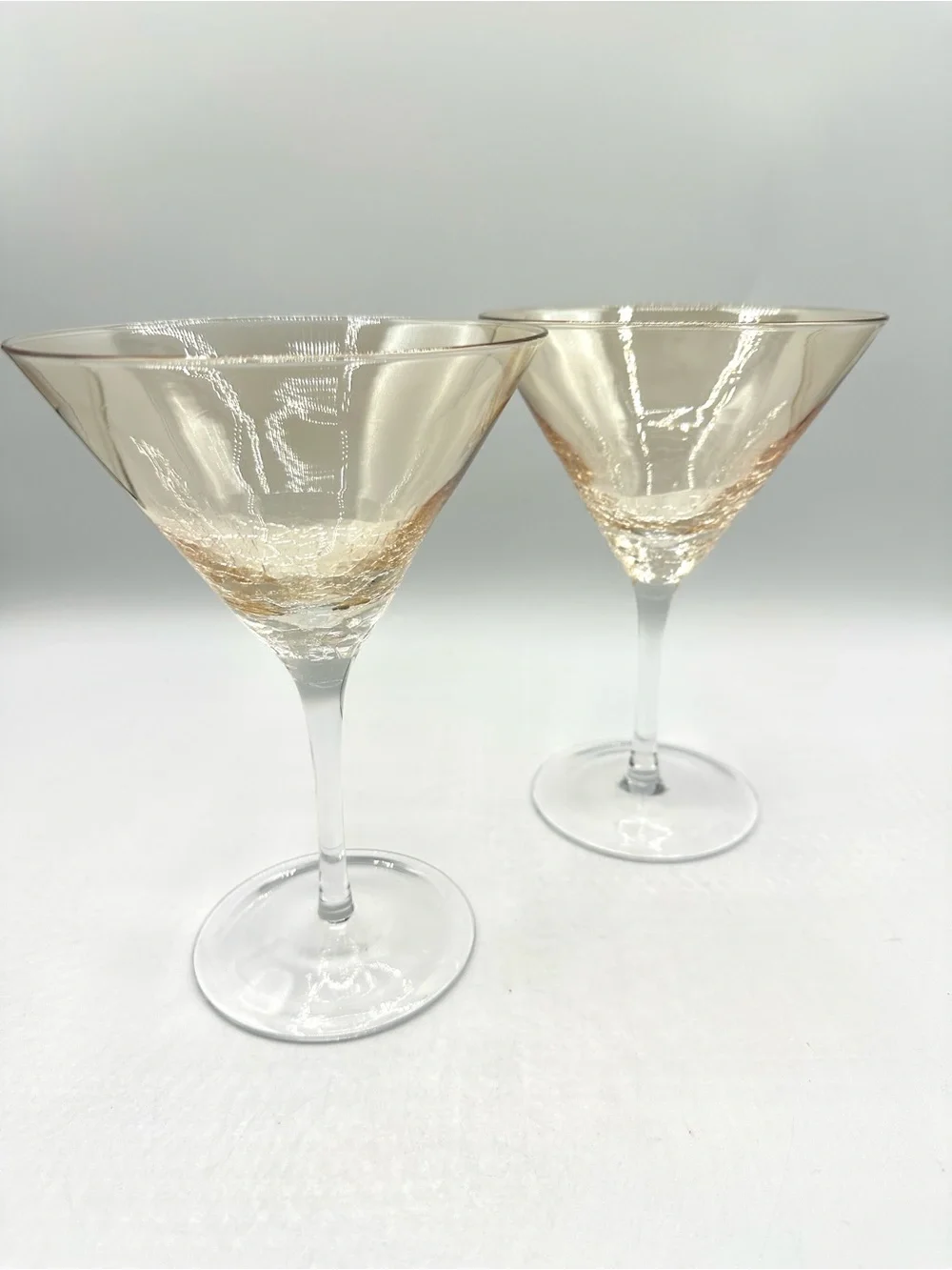 2 Pier 1 Amber Crackle Martini Glasses